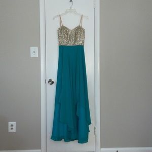 Decode strapless crystal beaded bodice chiffon long dress